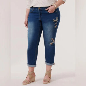 "Ab"solution® Roll Cuff Embroidered Plus Girlfriend Jean "Flex"-Ellent‎